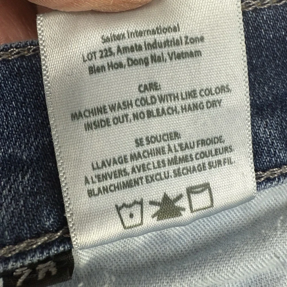 Edwin‎ Womens Slim Straight Jeans 29X25 Blue Raw Hem Stretch $180